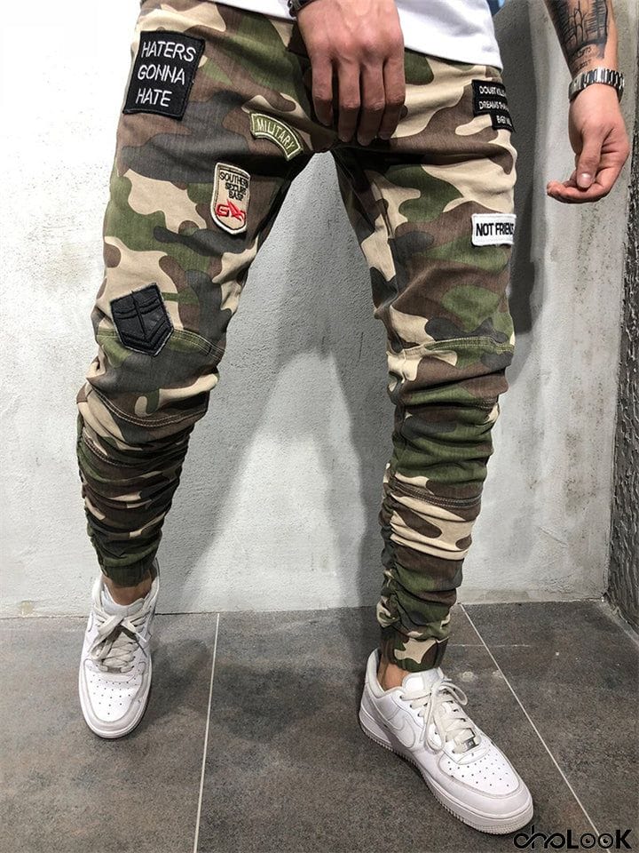 Trendy Comfortable Male Mid-waist Camo Pants