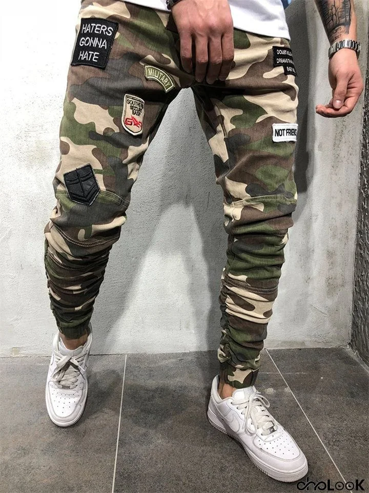 Trendy Comfortable Male Mid-waist Camo Pants
