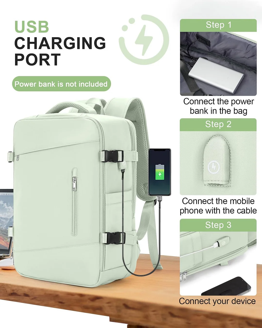 Outdoor Travel backpack large Capacity carry on  Airline Flight with USB Charging Port with shoe compartment