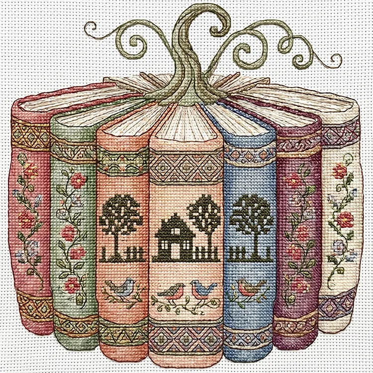 【Huacan Brand】Book & Pumpkin Scenery 40*40cm 14CT Stamped Canvas Cross Stitch gbfke