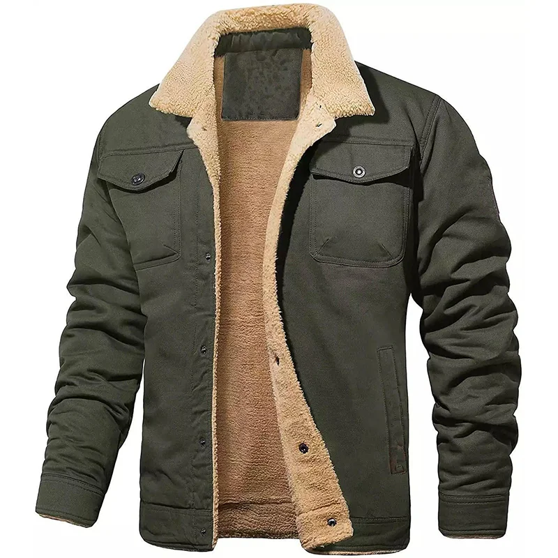 Rogoman Men's Cropped Pocket Fleece Lined Thermal Jacket