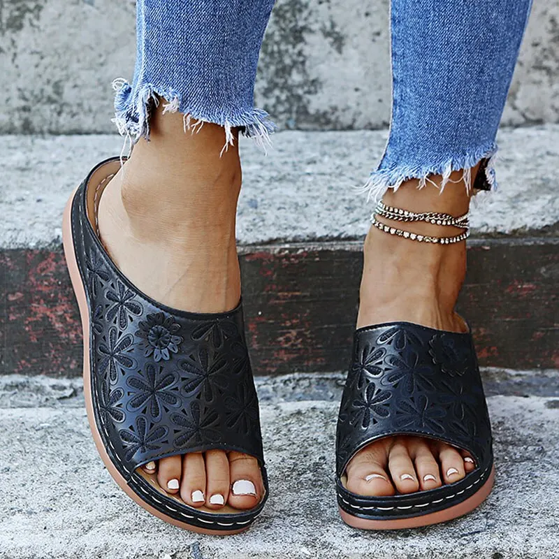 Women Sandals New Casual Summer Shoes Women Wedge Heels Sandals Embroidery Wedges Shoes For Women Summer Sandals Female Slippers