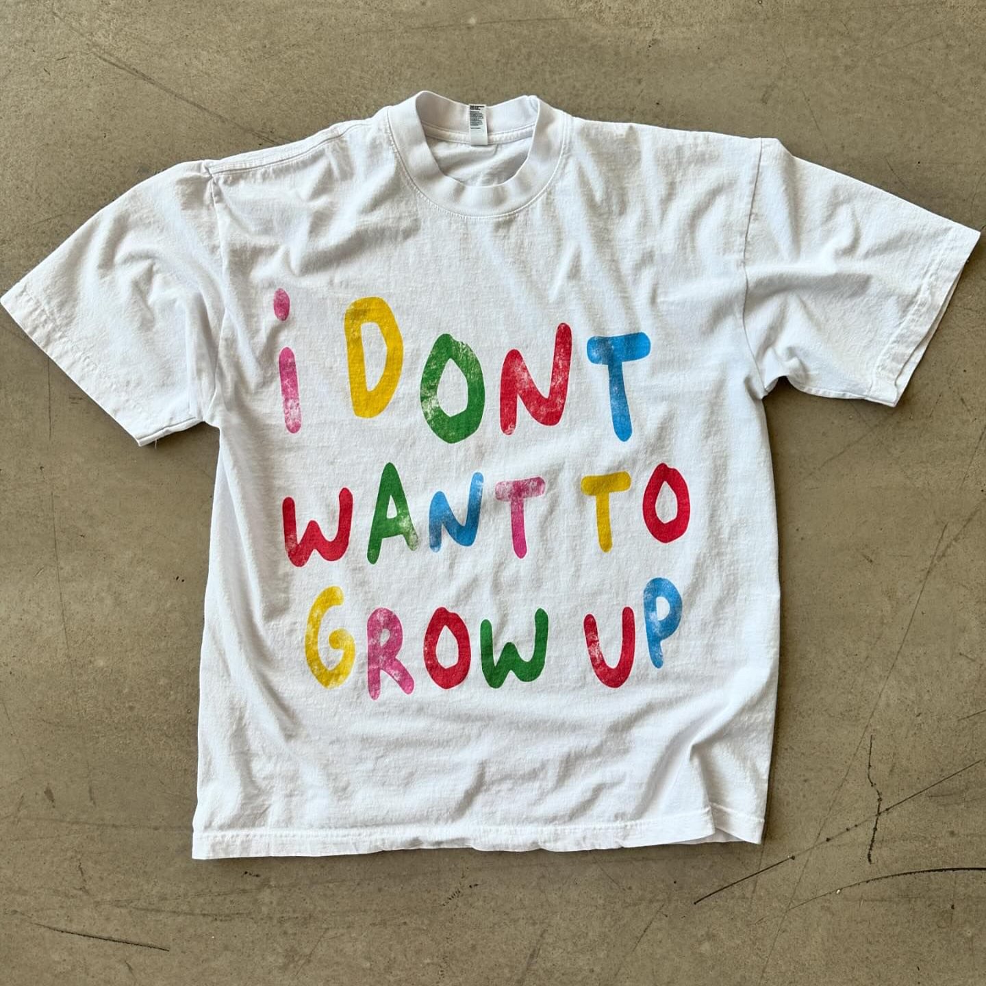 Sopula I Do Not Want To Grow Up Print Cotton Short Sleeve T-Shirt - SOPULA