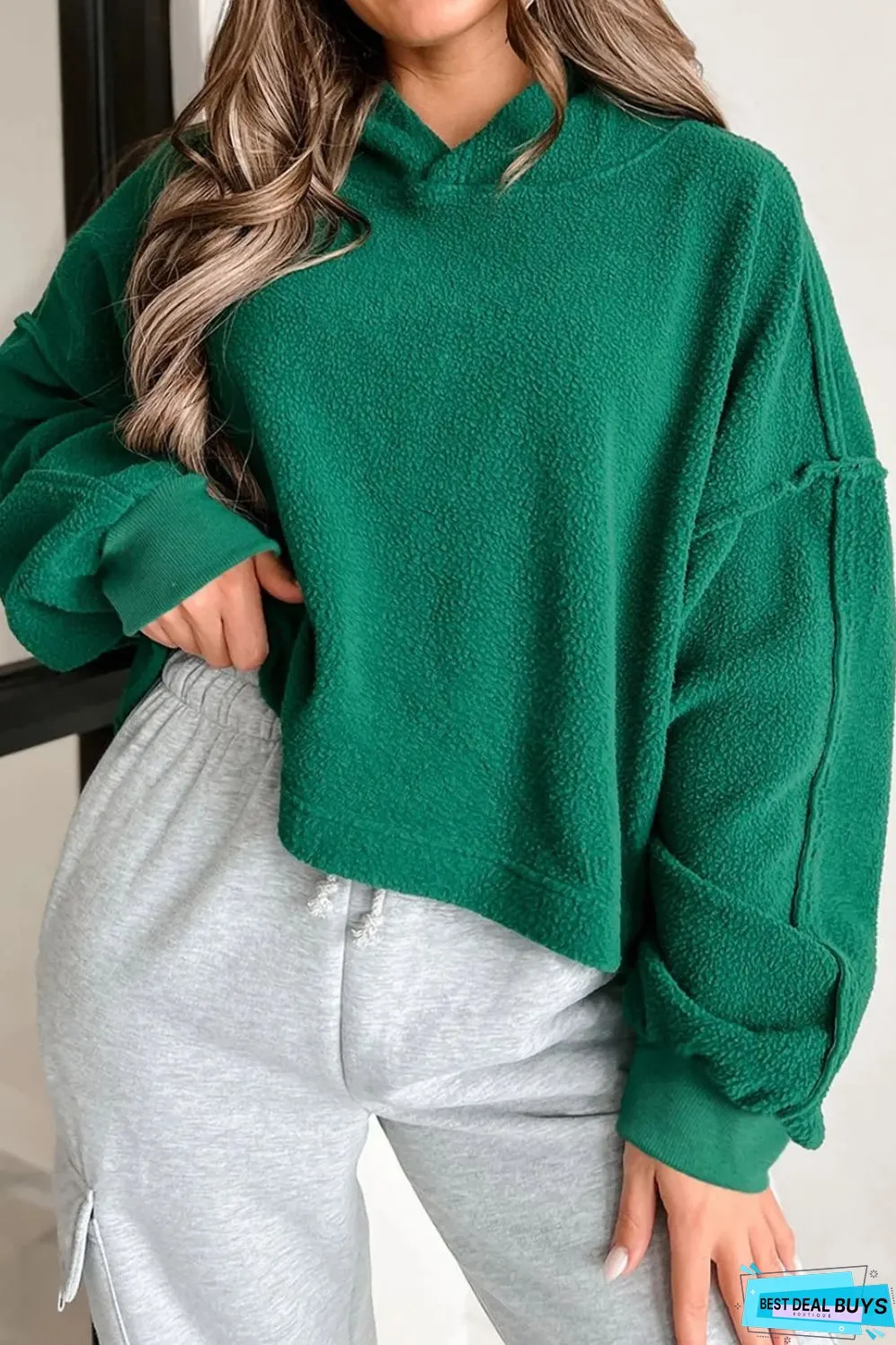 Exposed Seam Long Sleeve Hoodie