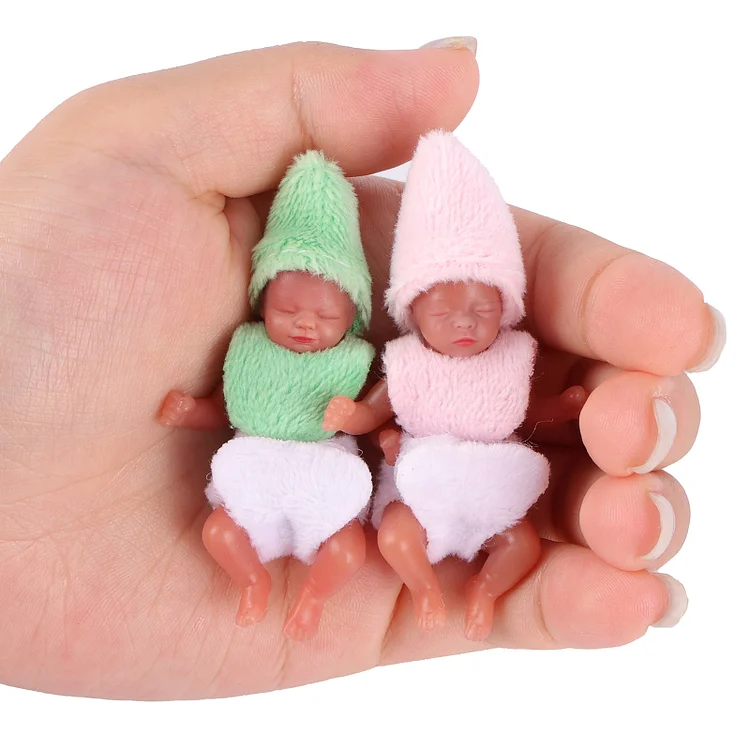 Babeside Aurora 3" Mini Full Silicone Sleeping Reborn Baby Girl with Playset Accessories