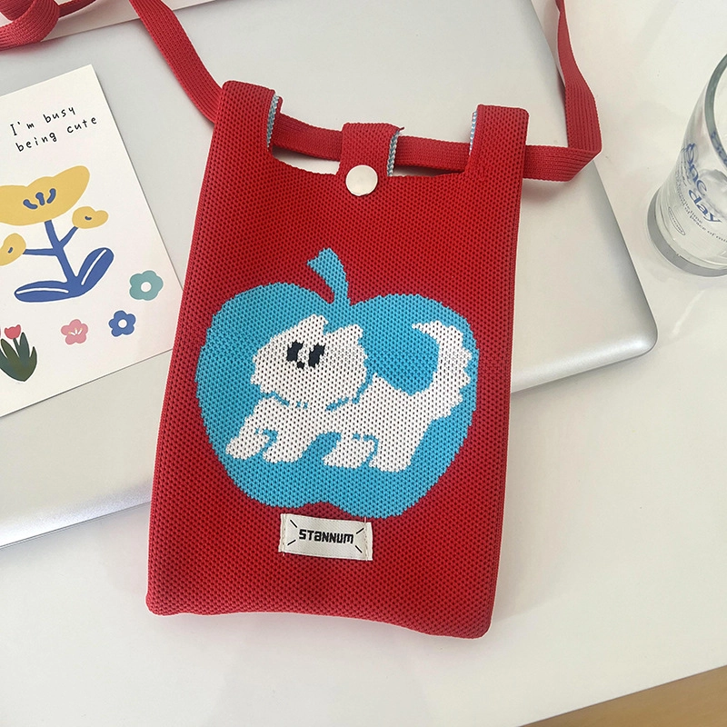 Women’s Polyester Printing Animal Color Block Cute Square Buckle Shoulder Bag Phone Wallets