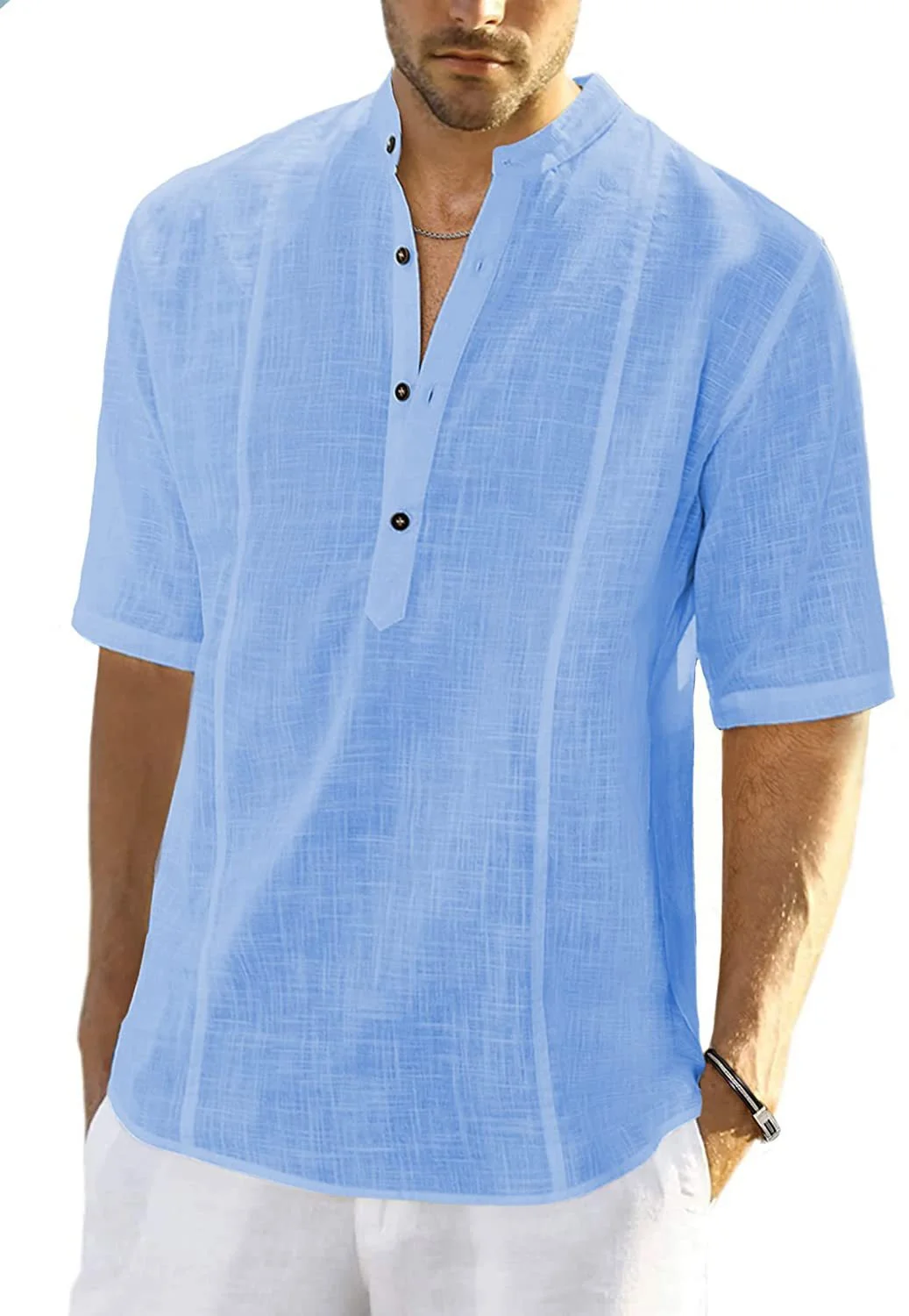Uveng Slim Fit Comfort Casual Linen Half Sleeve Shirt