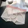 Men's Sexy Ultra-Thin Transparent Leopard Print Ice Silk Boxer Briefs