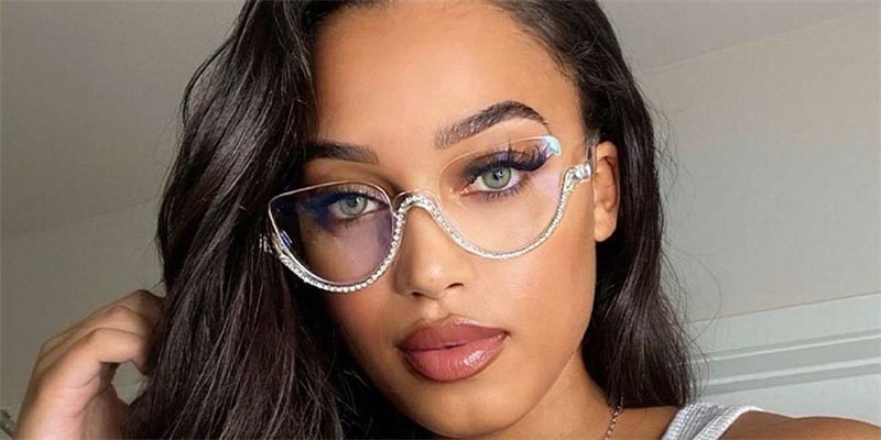Behati - Cat-eye White-Diamond Eyeglasses for Women