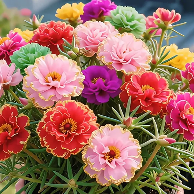 🌹GOLD-EDGED DOUBLE MIXED-COLOR MOSS ROSE&mdash;2025 LATEST VARIETY