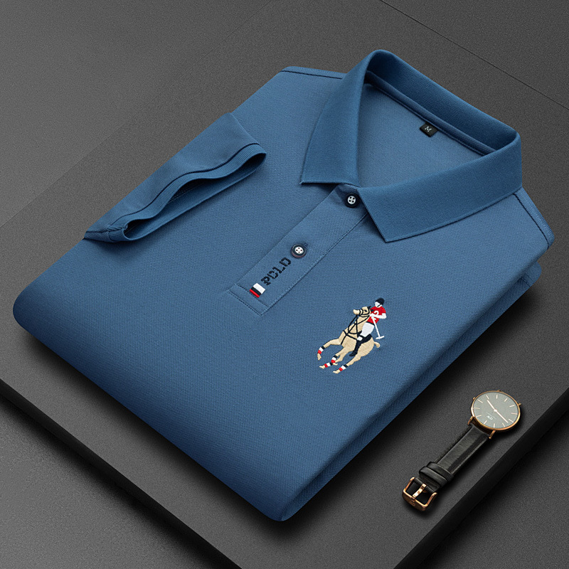 Geswet men casual outfit Summer New Men's Polo Short Sleeve T-shirt Pearl Cotton Quick Dry Embroidery Fashion Versatile casual turn-down collar tops