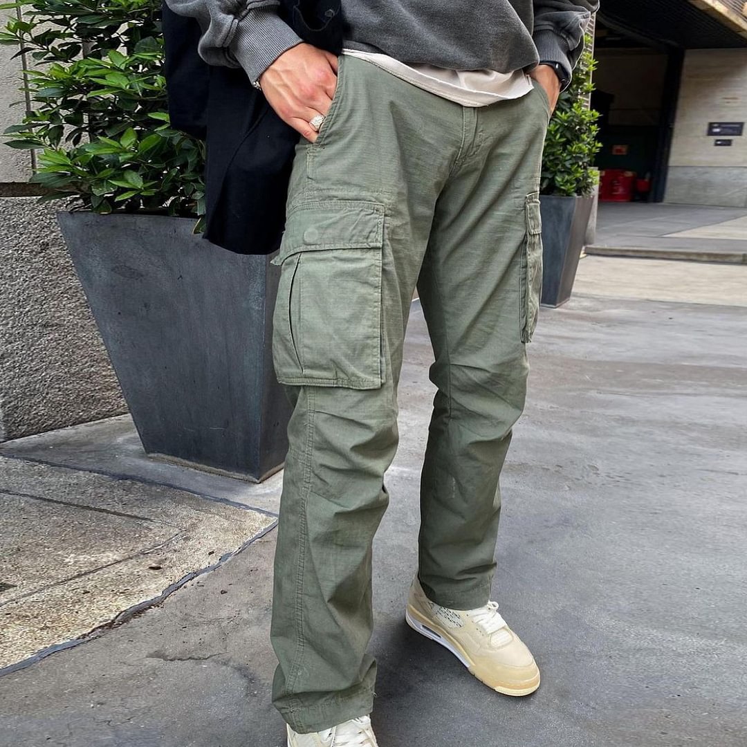 Street Pocket Cargo Pants Loose Straight Casual Pants