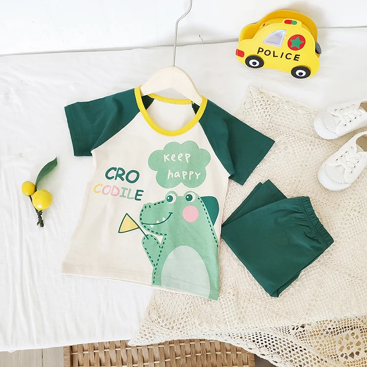 Baby Crocodile Color Block Tee & Shorts Set