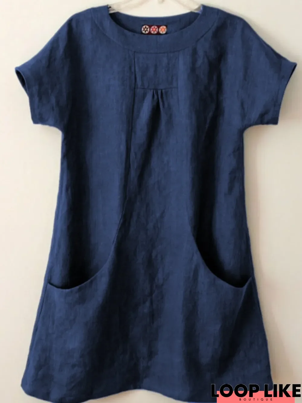 Short Sleeve Pockets Cotton-Blend Shirts & Tops Linen
