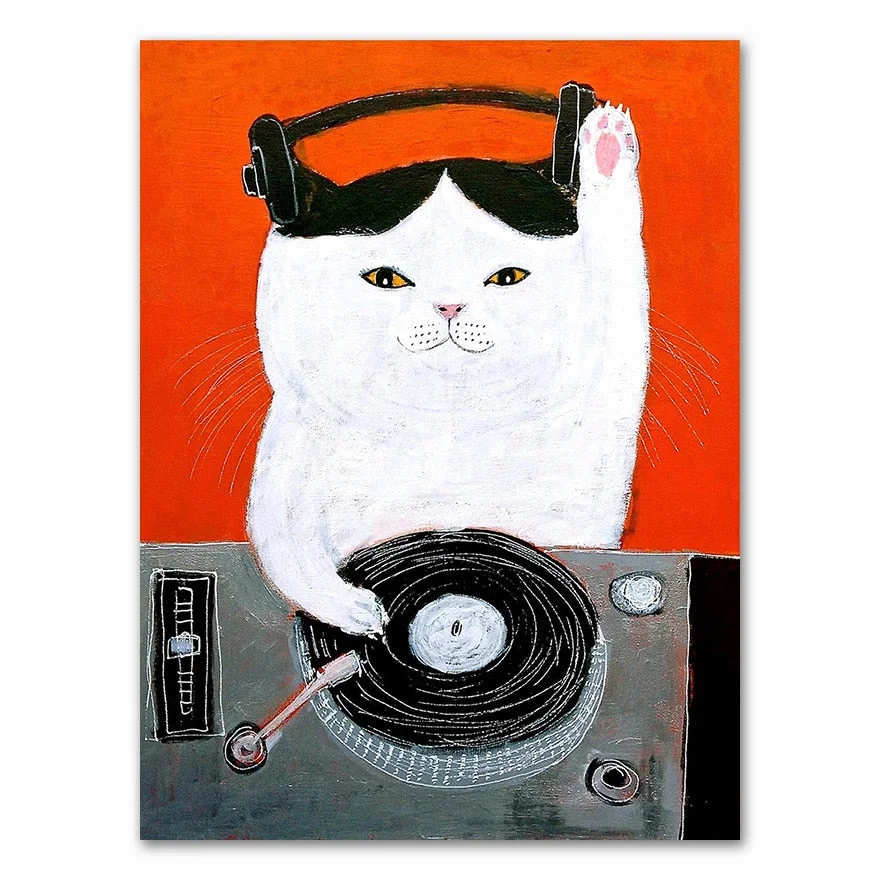 Cartoon Cat Posters And Prints Canvas Oil Painting Wall Art Pictures For Living Room Kid's Bedroom Nursery Cuadros Home Decor