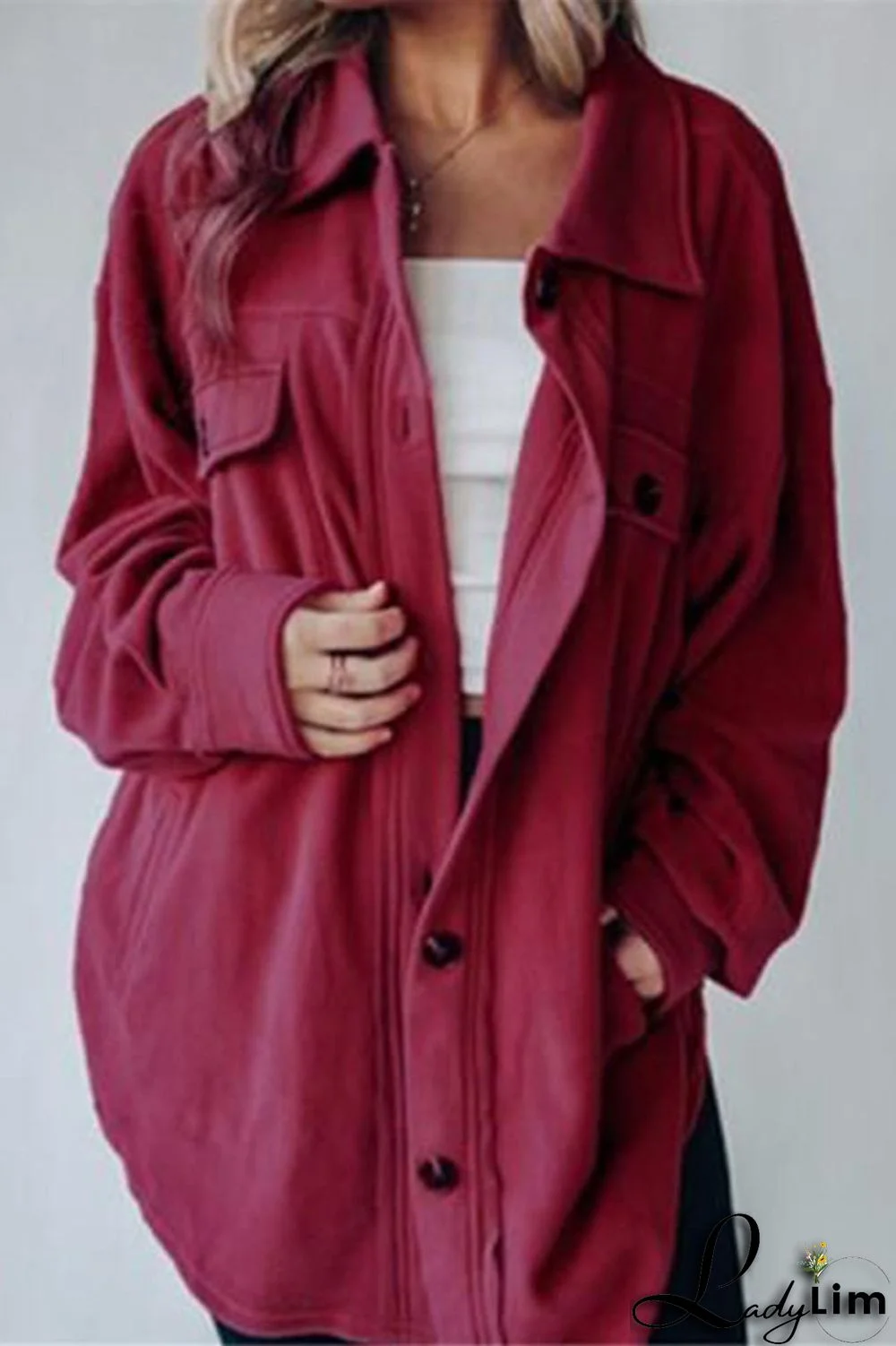 Street Solid Patchwork Turndown Collar Outerwear(7 Colors)