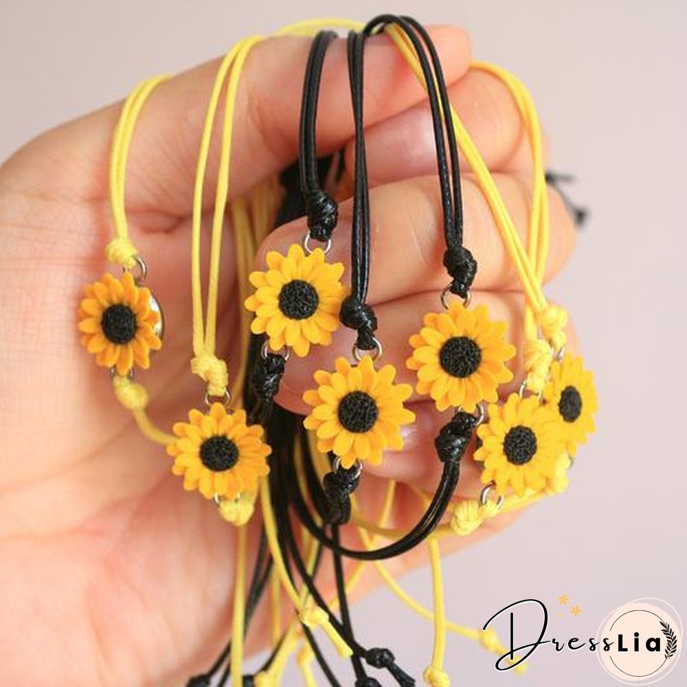 Sunflower Bracelet. Friendship Bracelet. Sunflower Ankle Bracelet. Sunflower Favors
