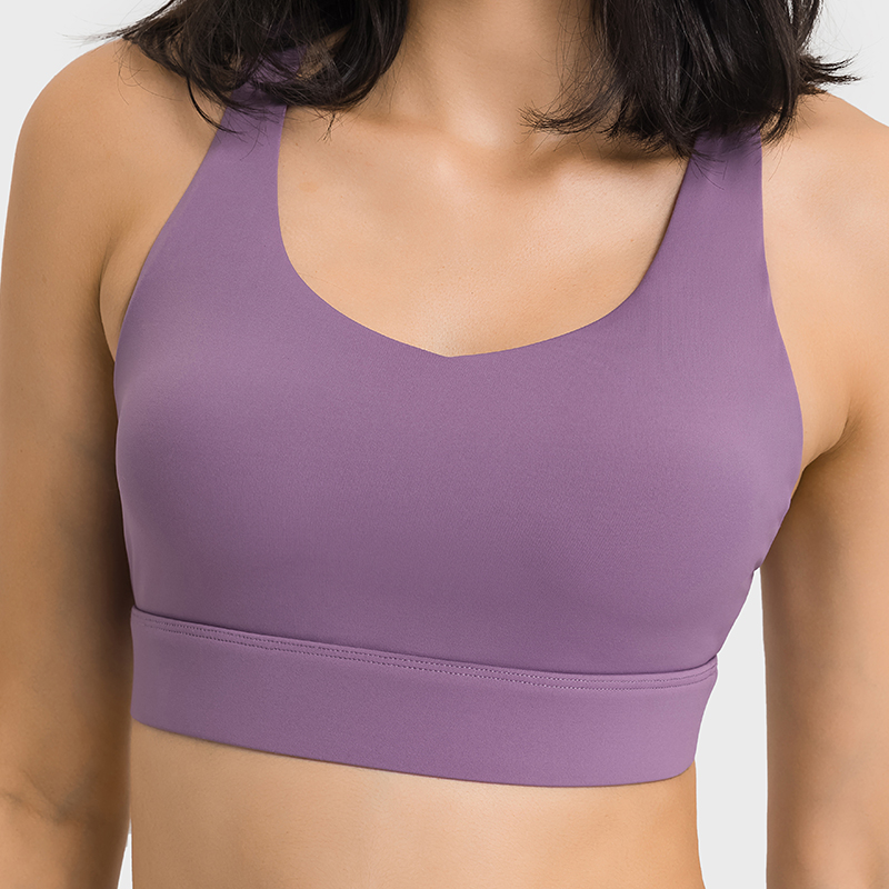 Buy Hergymclothing Saffron Purple women's high performance cross back comfortable multi strap sports bra at an affordable price