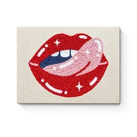 Red Lips with Pink Tongue - Punch Needle