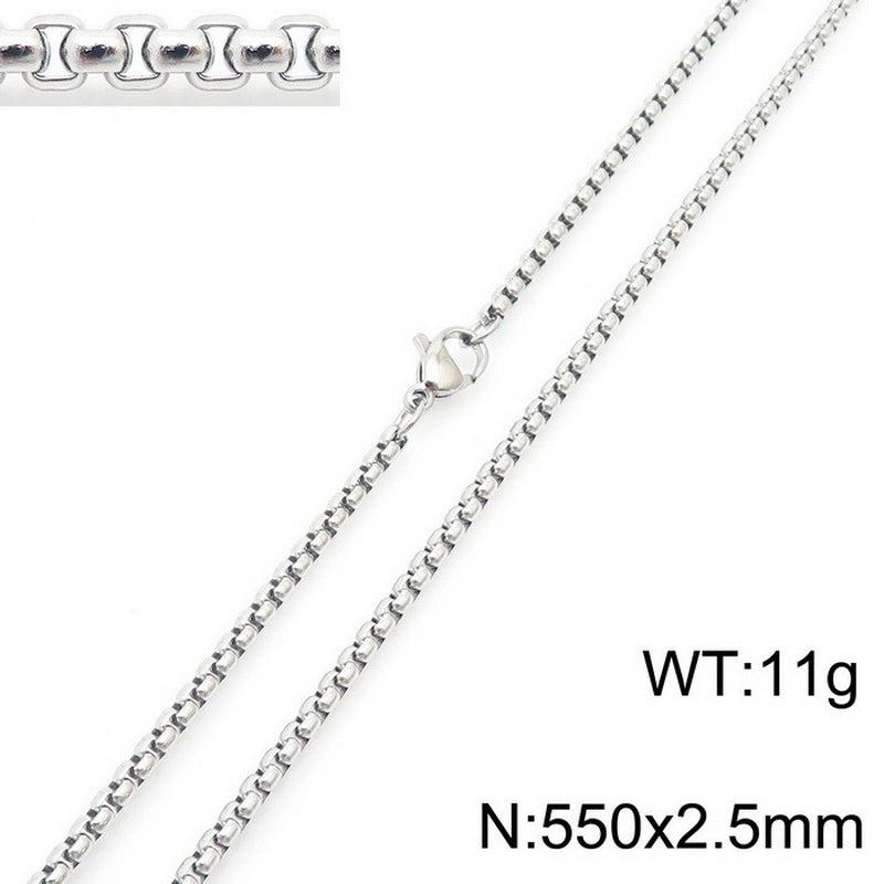Fashion Classics Square Pearl Chain Men’s And Women’s Titanium Steel Necklace