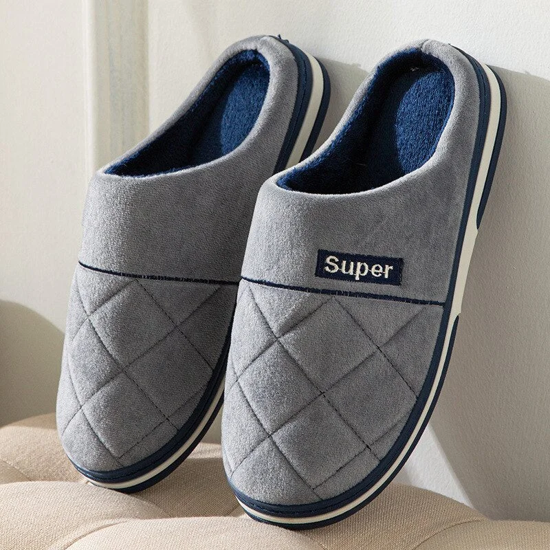 Size 47 48 49 50 Large Size Men's Cotton Slippers for Autumn Winter Extra Large Plus Size Home Warm Thick-soled Indoor Slippers