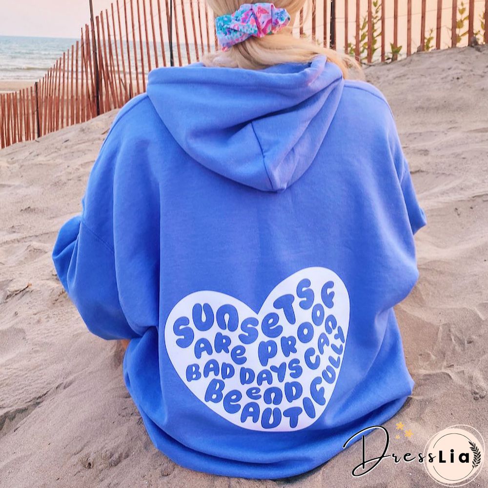 Heart Letters Print Women's Casual Sweatshirt