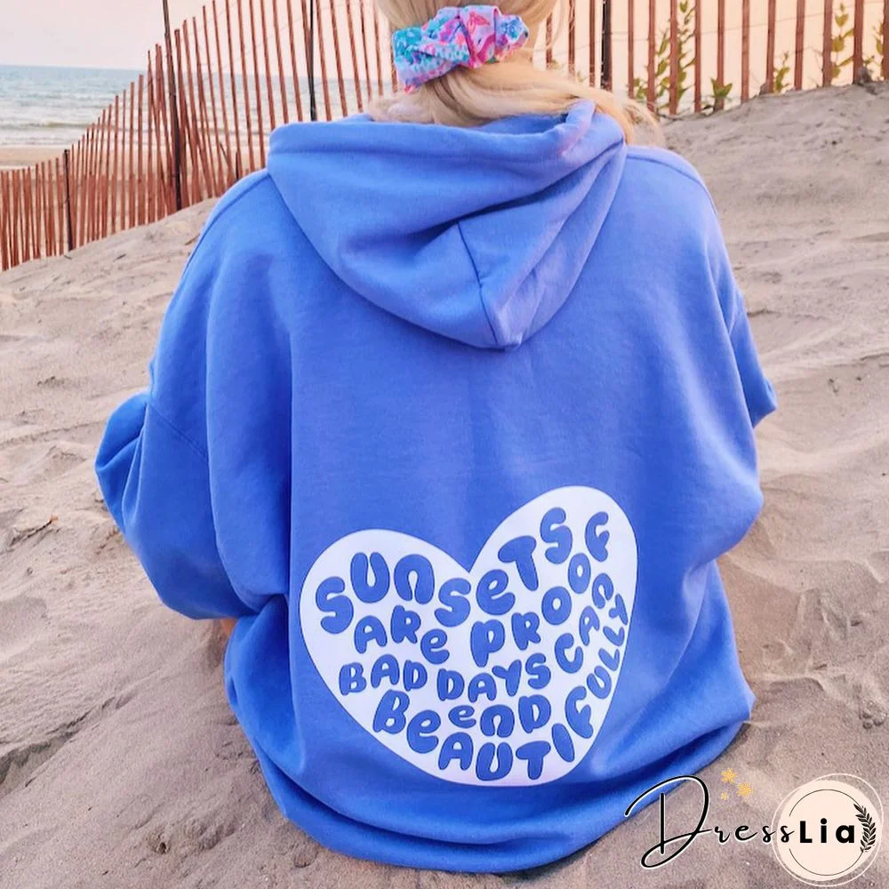 Heart Letters Print Women's Casual Sweatshirt