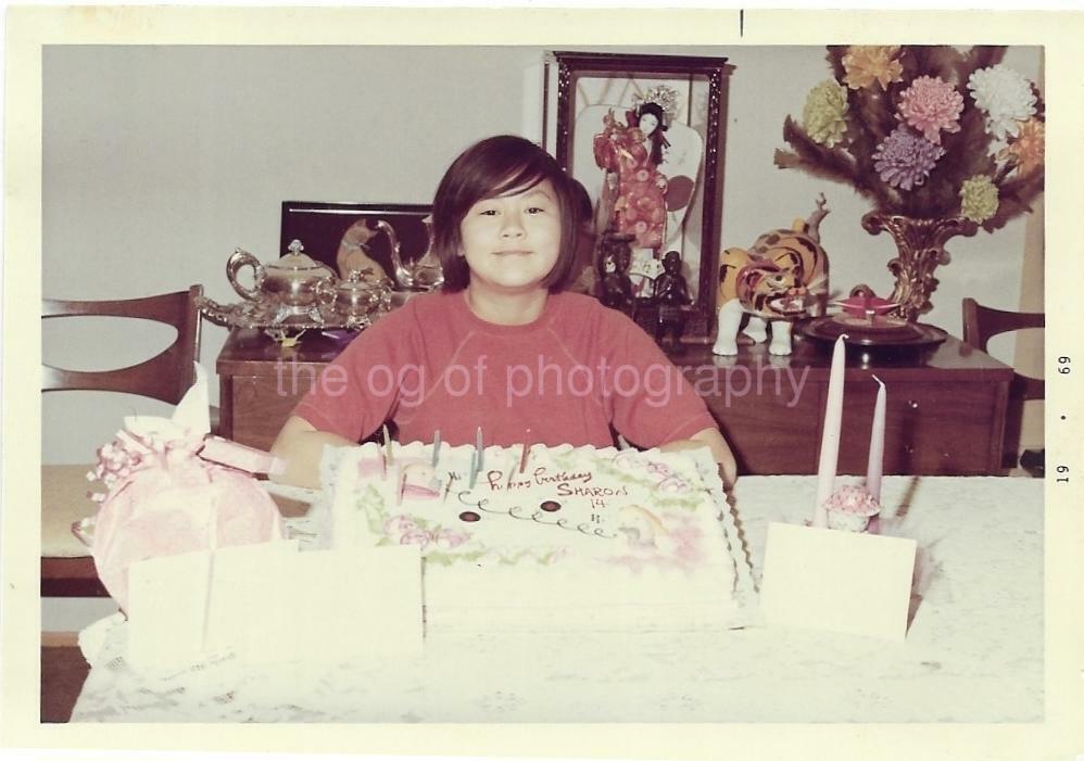 Birthday Kid FOUND Photo Poster paintingGRAPH Color CAKE Original Snapshot VINTAGE 13 16 O