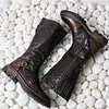 Men's Top Layer Cowhide British Style Retro High Knight Boots