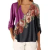 Camisa decote em V com estampa floral