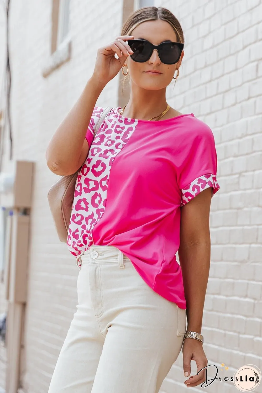 Half Leopard Patchwork Top