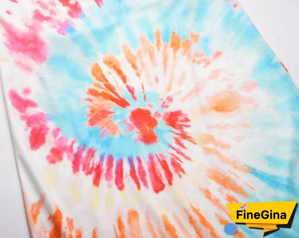 V Neck Soft Tie-Dyed Printed Slit Dress