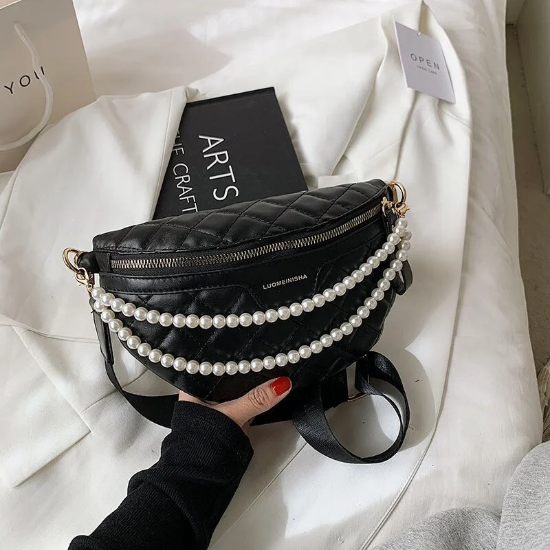 էѧӧܧ Solid Color Chain Small Fanny Packs For Women 2021 summer Fashion Waist Packs Female Phone Purses Ladies Chest Bags