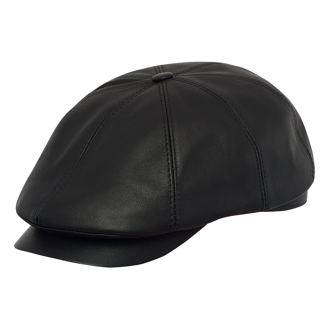 Eight Piece Cap Tweed-Leather/Black/Brown