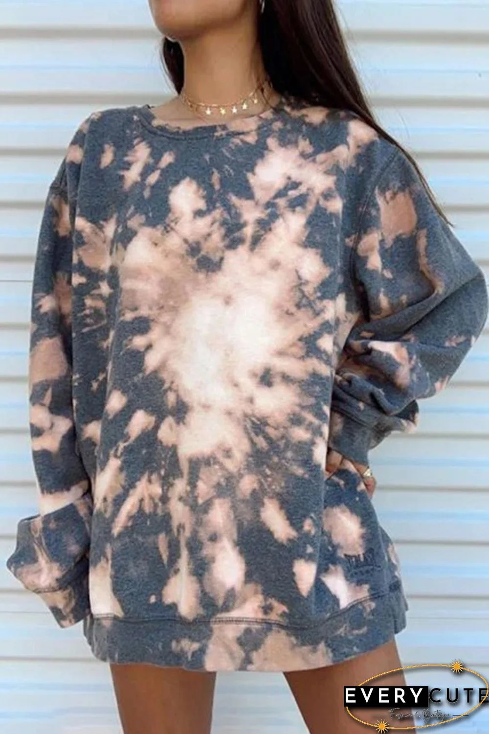 Orange Tie-dye Printed Oversized Sweatshirt