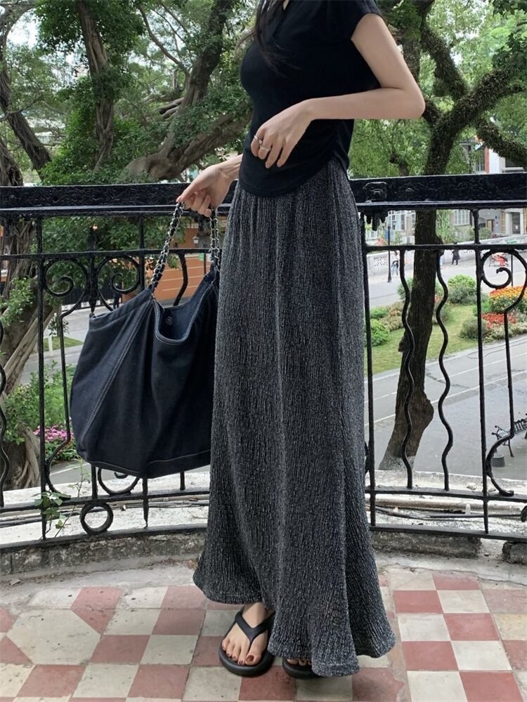 Ootddress Black Sequin Slim Long Skirt Women High Waist Luxury Elegant Fashion Streetwear Y2k Maxi Skirt Glitter Ladies Long Skirt