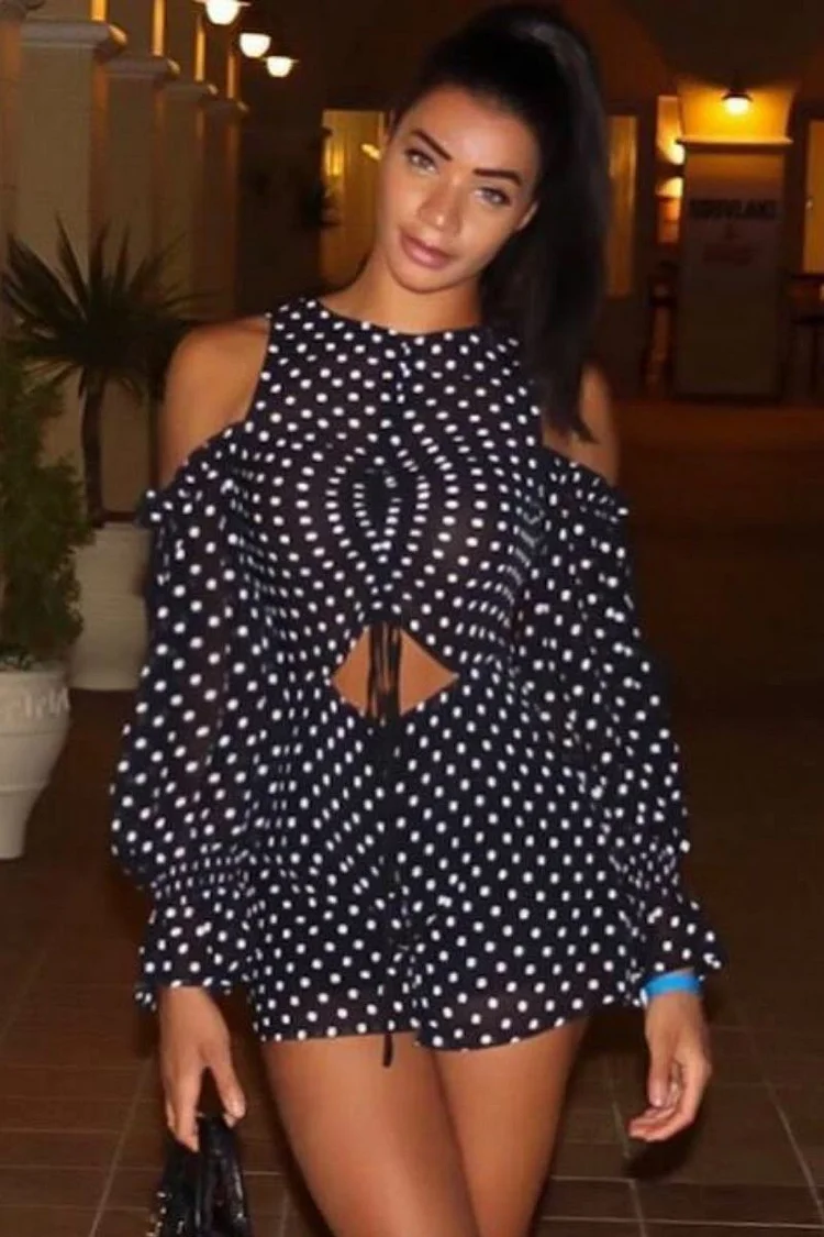 Black Cold Shoulder Polka Dot Playsuit Katch Me