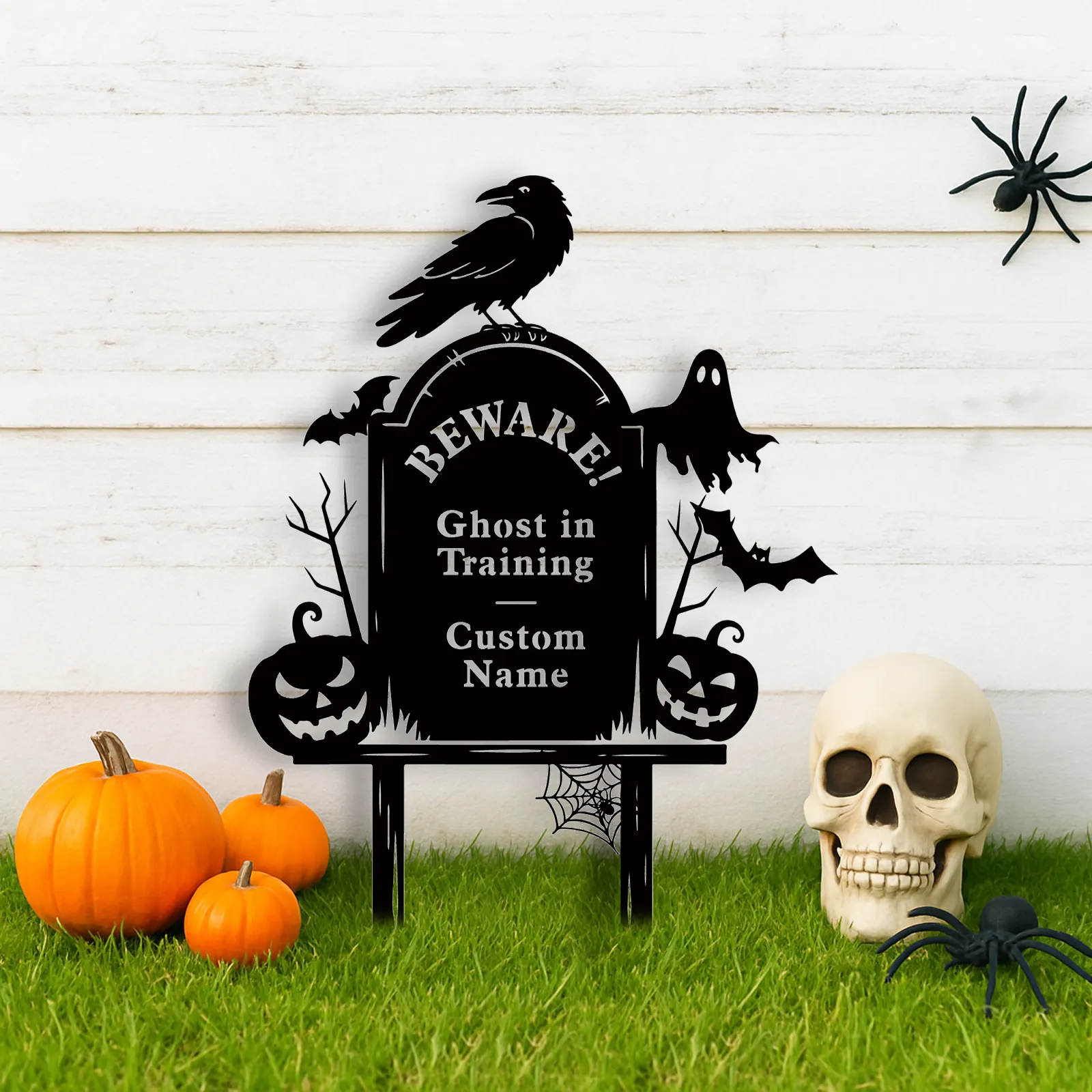 Custom Outdoor Haunted House Spooky Halloween Decor Halloween Outdoor Sign Halloween Garden Signs Metal Halloween Yard Stakes Halloween Bats