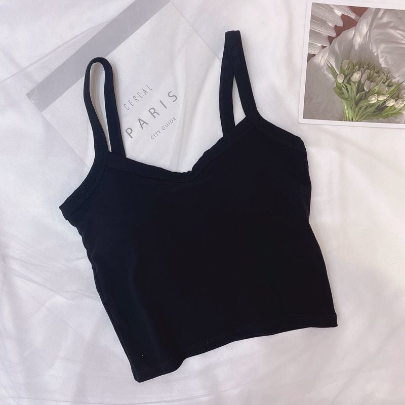 Aiertu Summer Hot Girl Solid Color Casual Simple Tube Top Anti-Exposure with Chest Pad Sling Belly Covering Vest Sleeveless Inner Top aiertu