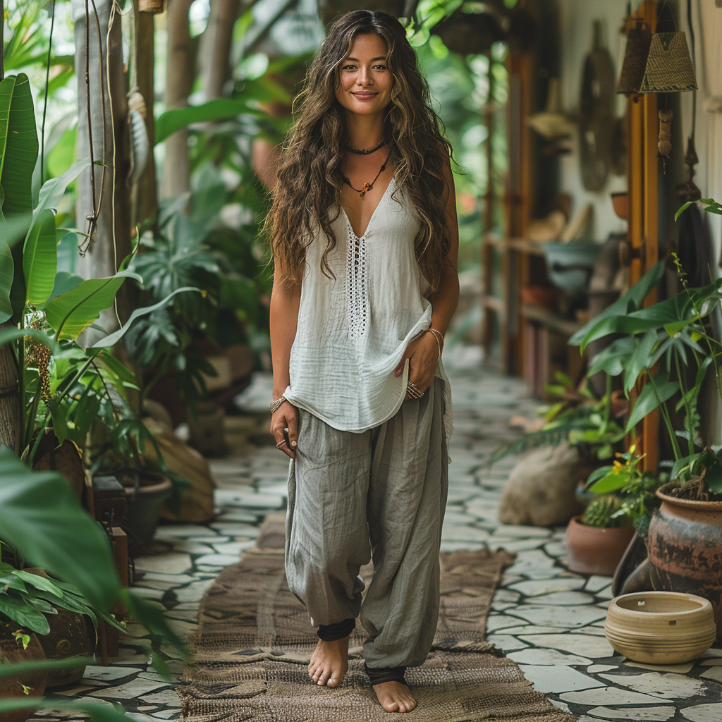 Woman - Ethnic Linen Top-inspireuse