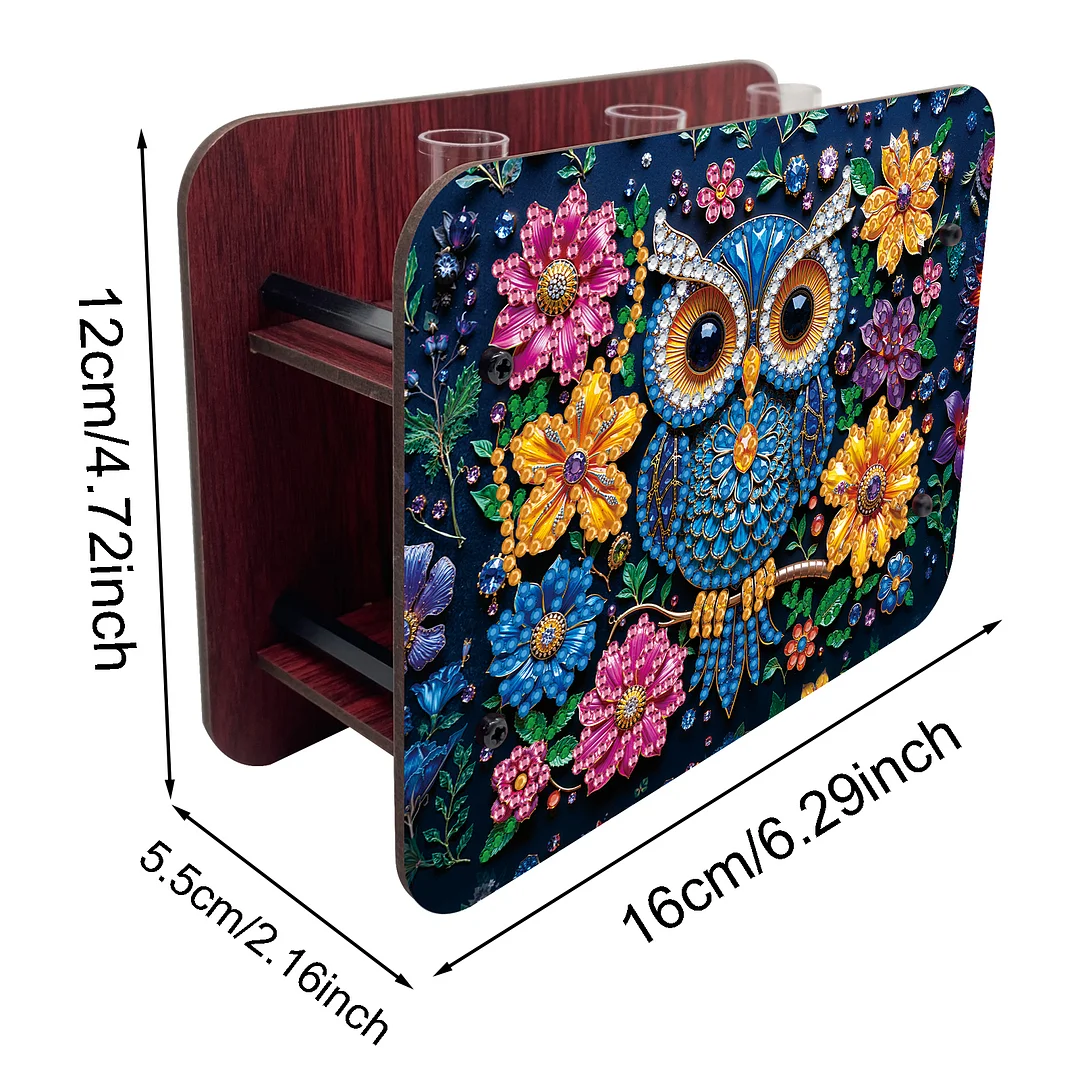 Owl DIY Flower Vase Wooden Double Sided Desktop Diamond Art Kit for Home Decor