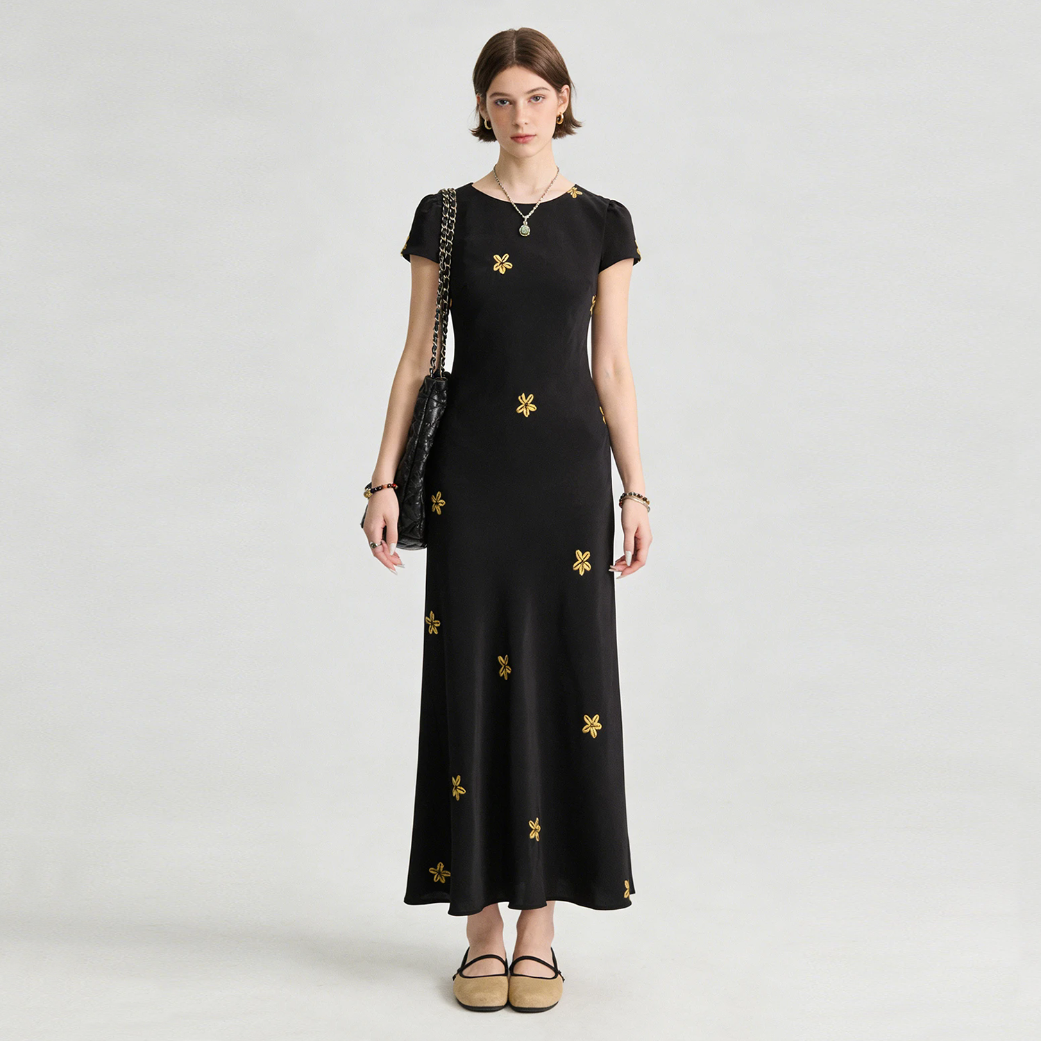 Silk Dress Flutter Sleeve REAL SILK LIFE