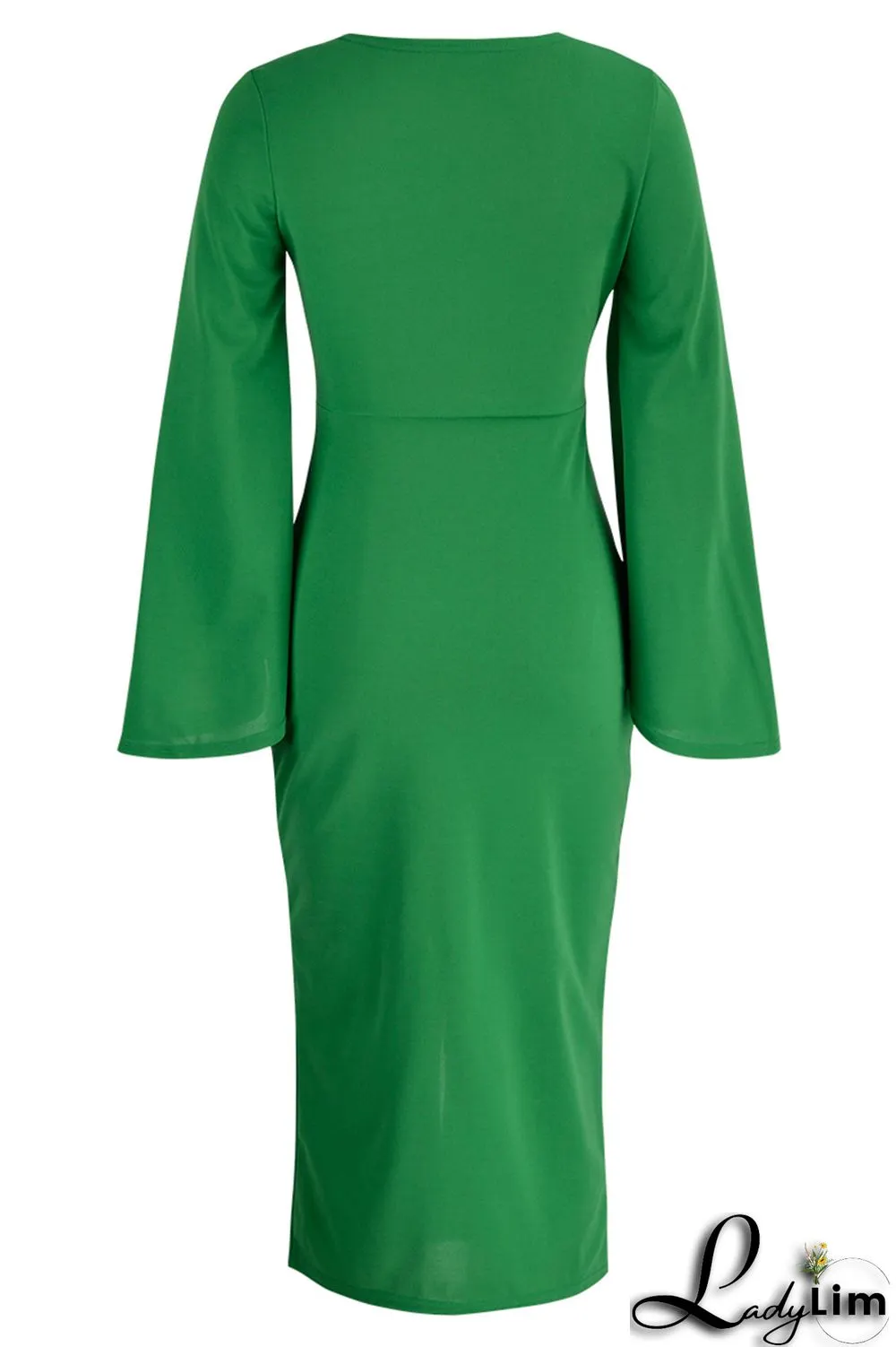Red Fashion Casual Solid Patchwork Slit O Neck Long Sleeve Dresses