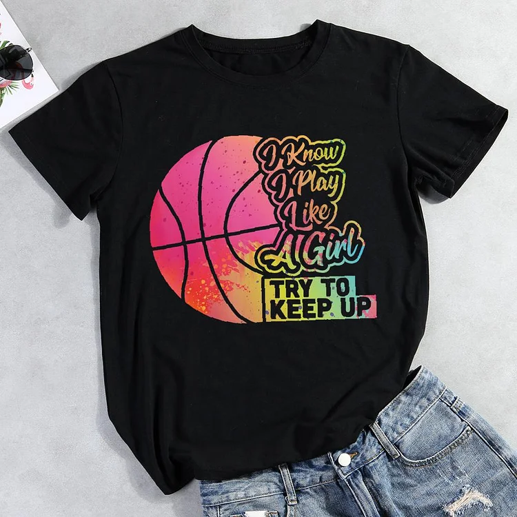 basketball Round Neck T-shirt-Annaletters