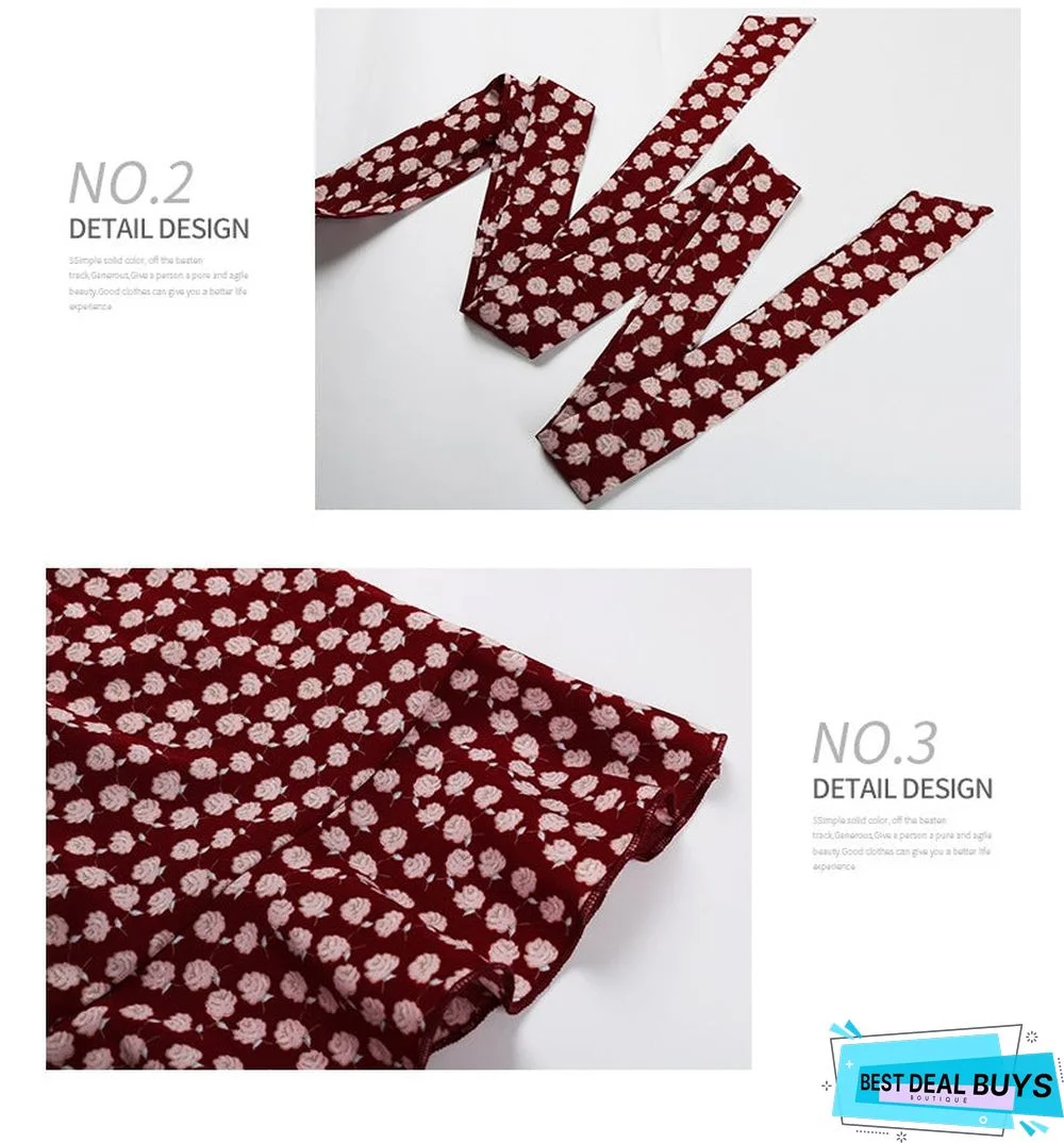 Summer Printing Irregular Ruffled Suspenders Dress Women