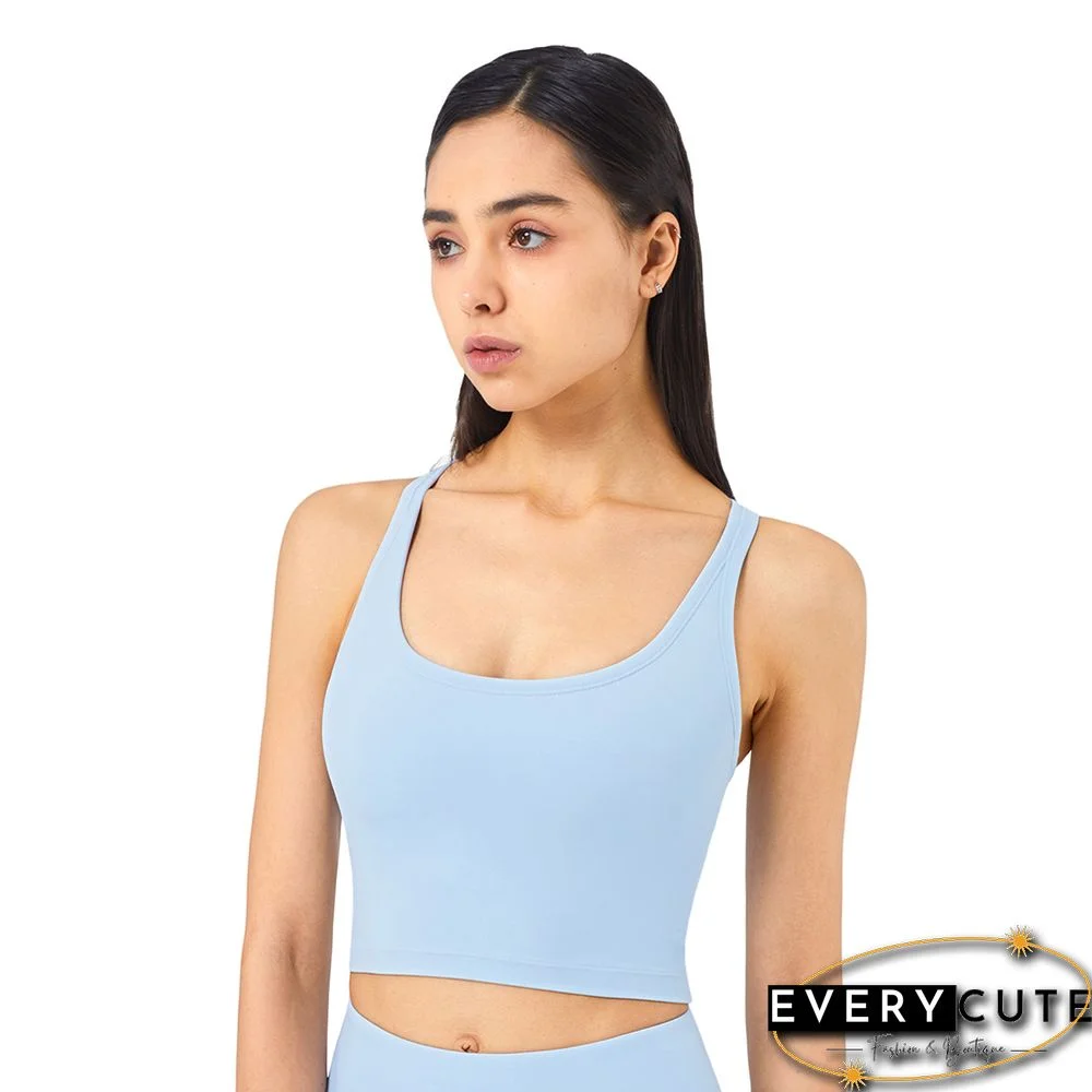 Light Blue Sportswear Push-up Tank Bra