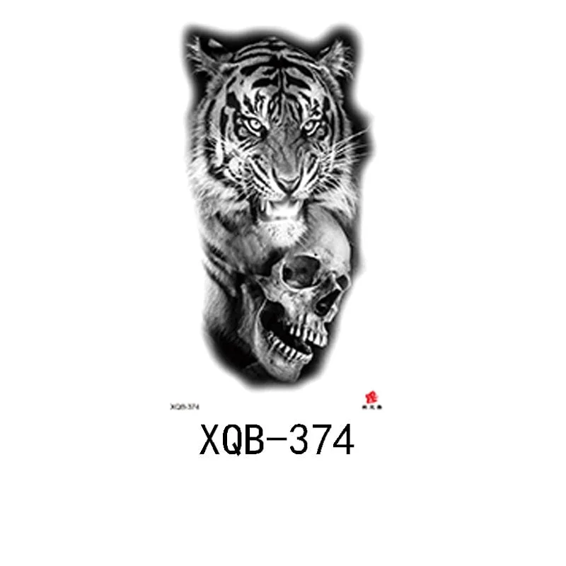 Small Full Arm Waterproof Tattoo Sticker Half Arm Arm Fierce Animal Arm Lasting European and American Tattoo Sticker