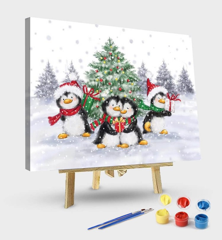 Paint By Numbers Kit-Penguins Christmas