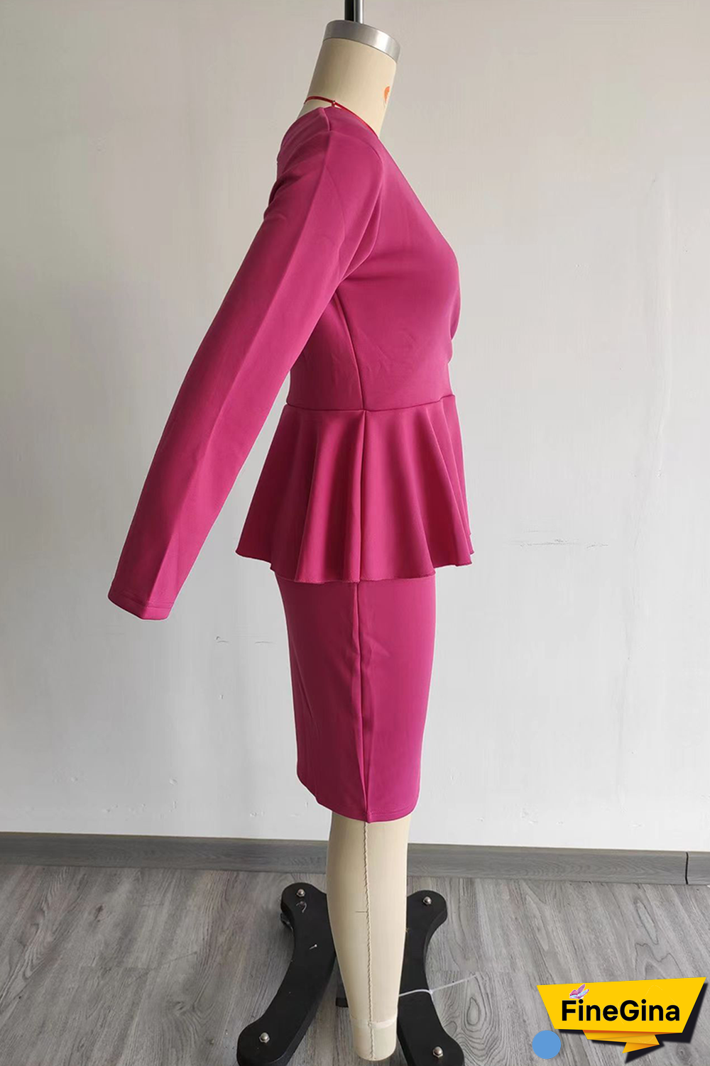 Khaki Street Print Flounce V Neck Long Sleeve Two Pieces