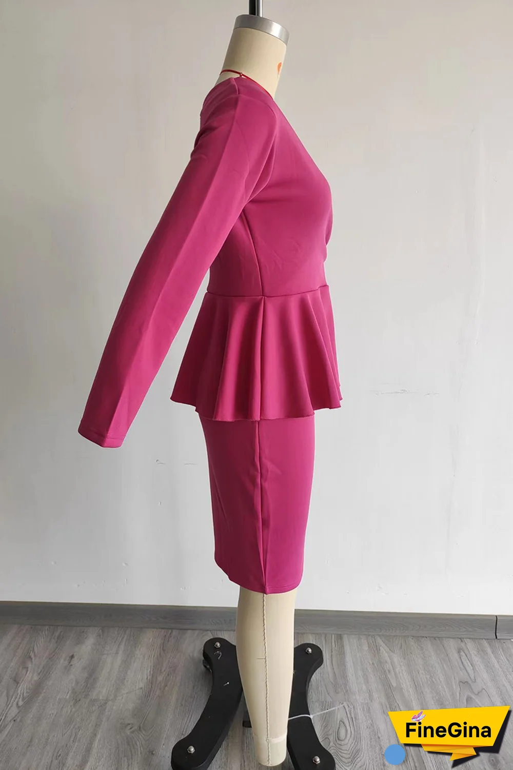 Khaki Street Print Flounce V Neck Long Sleeve Two Pieces